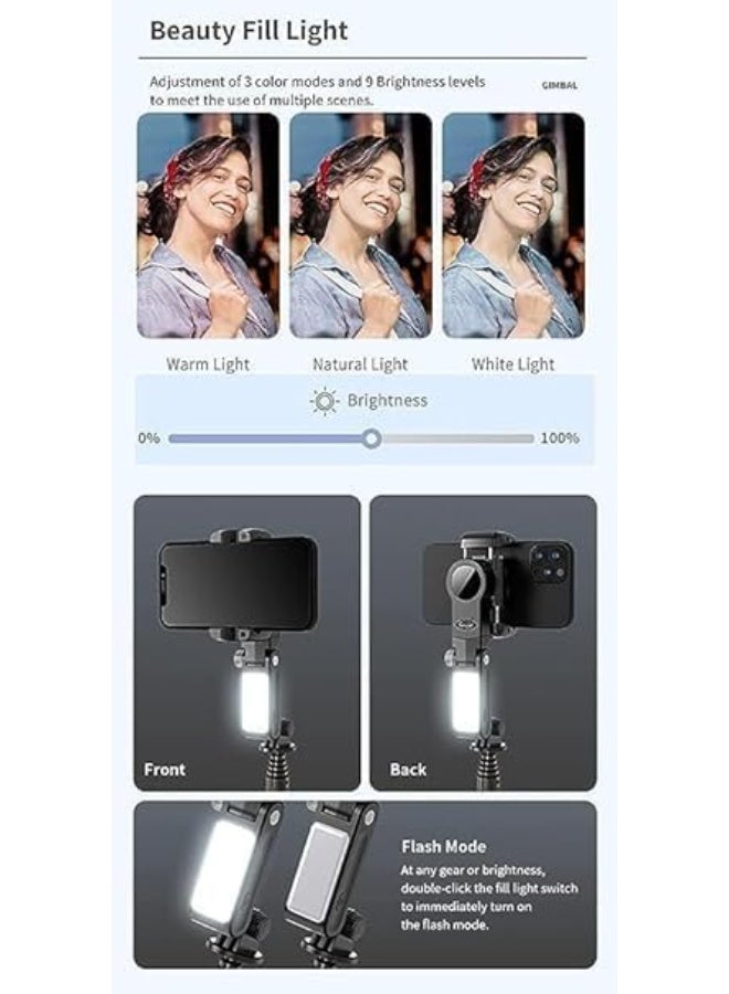 عصا تصوير مع مثبت جيمبال موديل Gimbal L08 بميزة الدوران 360 درجة والتتبع الذكي للوجه، حامل هاتف محمول مع قاعدة ثلاثية قابلة للطي للتصوير بدون استخدام اليدين، عصا سيلفي خفيفة الوزن مصنوعة من البلاستيك ABS وسبائك الألمنيوم، متوافقة مع الهواتف الذكية وكاميرات الأكشن والكاميرات المدمجة، مزودة بجهاز تحكم لاسلكي لسهولة التشغيل بيد واحدة، زاوية تصوير قابلة للتعديل لتسجيل فيديوهات تيك توك ويوتيوب وإنستغرام والبث المباشر والتعليم عن بُعد والتدوين والسفر وتصوير العائلة، تصوير ثابت وسلس، إعداد سريع، تصميم محمول مناسب لصناع المحتوى والمؤثرين في السعودية، لون أسود - Image 4